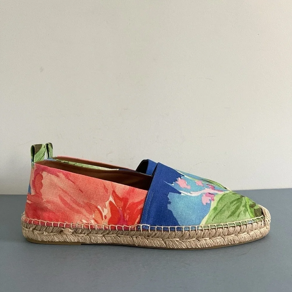 Ralph Lauren Purple Label Bosworth Espadrilles Linen Tropical Floral Mens Shoes